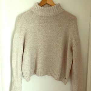 Oatmeal turtleneck crop sweater
